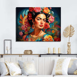 Fridas Essence in Popart Fashion Mexican Art - Fashion Canvas Wall Art