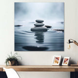 Blue Zen Serenity of Spiritual Stones in Water I - Spiritual Canvas Wall Art