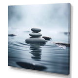 Blue Zen Serenity of Spiritual Stones in Water I - Spiritual Canvas Wall Art