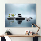 Blue Zen Serenity of Spiritual Stones in Water II - Spiritual Canvas Wall Art