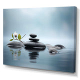 Blue Zen Serenity of Spiritual Stones in Water II - Spiritual Canvas Wall Art