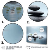 Blue Zen Serenity of Spiritual Stones in Water II - Spiritual Canvas Wall Art