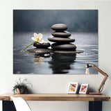 Blue Zen Serenity of Spiritual Stones in Water III - Spiritual Canvas Wall Art