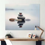 Blue Zen Serenity of Spiritual Stones in Water IV - Spiritual Canvas Wall Art