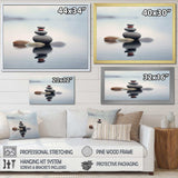 Blue Zen Serenity of Spiritual Stones in Water IV - Spiritual Canvas Wall Art