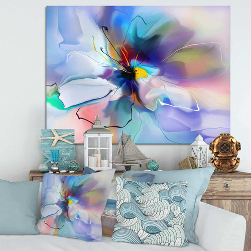 Abstract Creative Blue Flower - Floral Canvas Wall Art