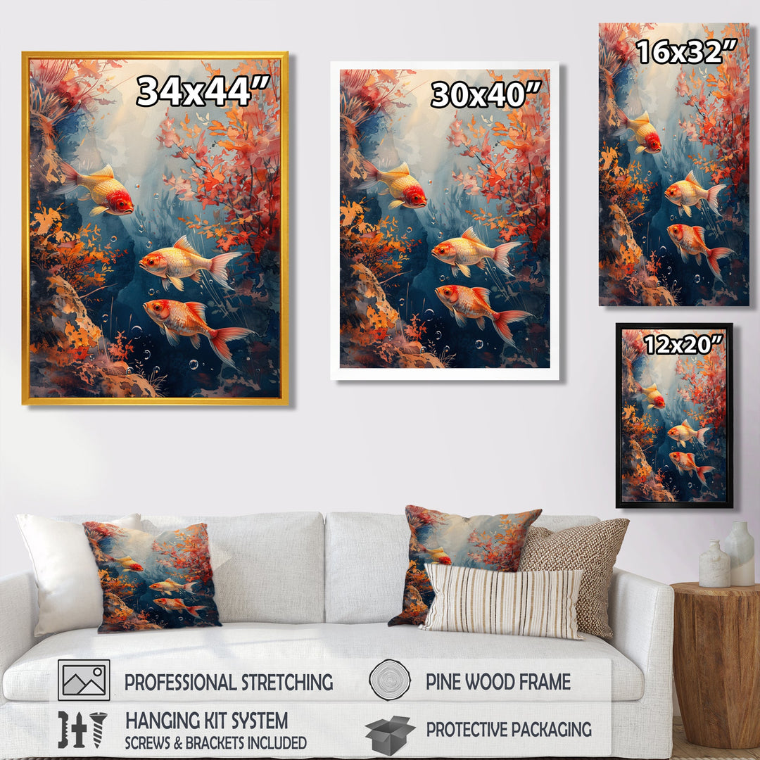 Orange Koi fish coral Marine Magic - Coral Wall Art Prints