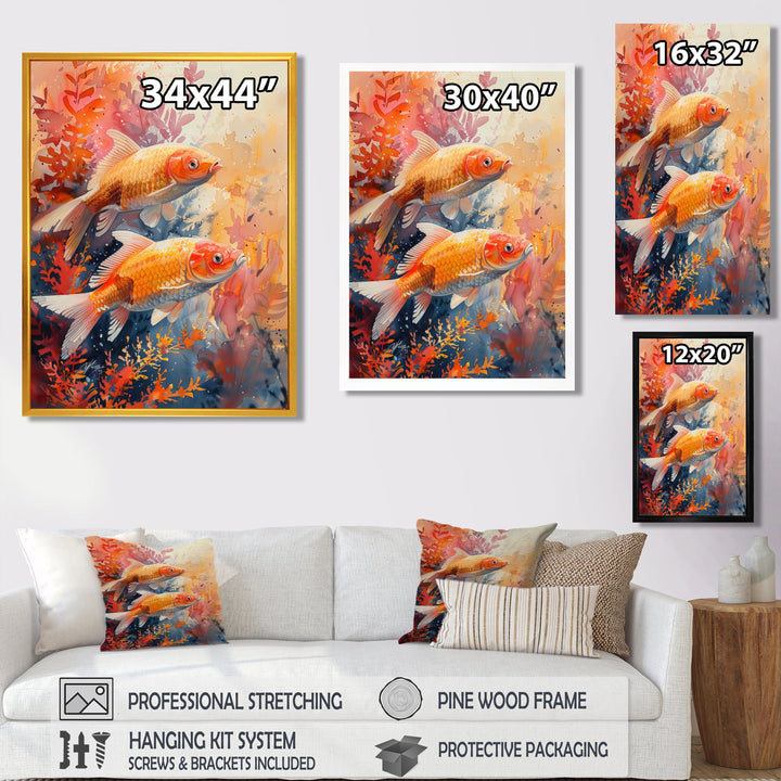 Orange coral Marine koi fish magic - Coral Wall Art Prints