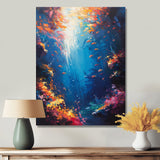 Blue orange coral clownfish Marine life - Coral Framed Canvas Art