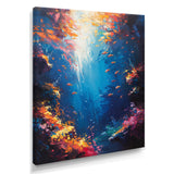 Blue orange coral clownfish Marine life - Coral Framed Canvas Art