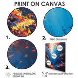 Blue orange coral clownfish Marine life - Coral Framed Canvas Art