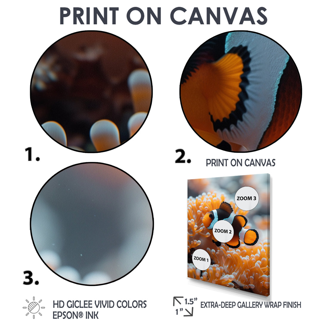 Orange white coral clown fish Marvel - Coral Bedroom Wall Art
