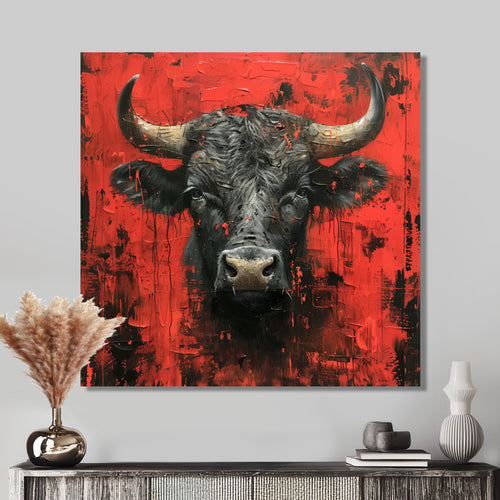 Red Taurus Astrology Bulls Resolve - Red Taurus Wall Art