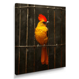 Yellow red Caged Bird elegance - Bird Canvas Wall Art