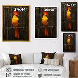 Yellow red Caged Bird elegance - Bird Canvas Wall Art