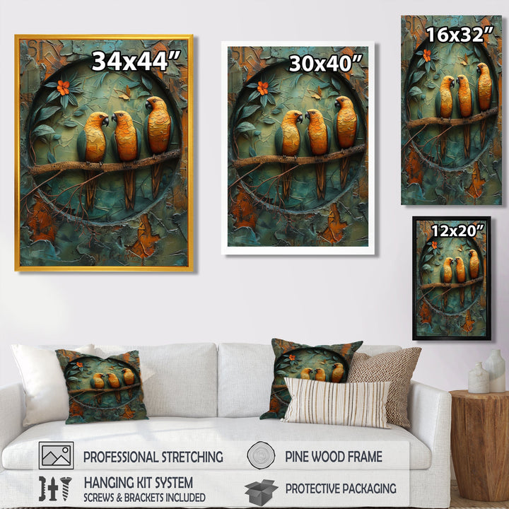 Yellow green Rainforest Radiance parrots - Yellow Parrot Wall Art