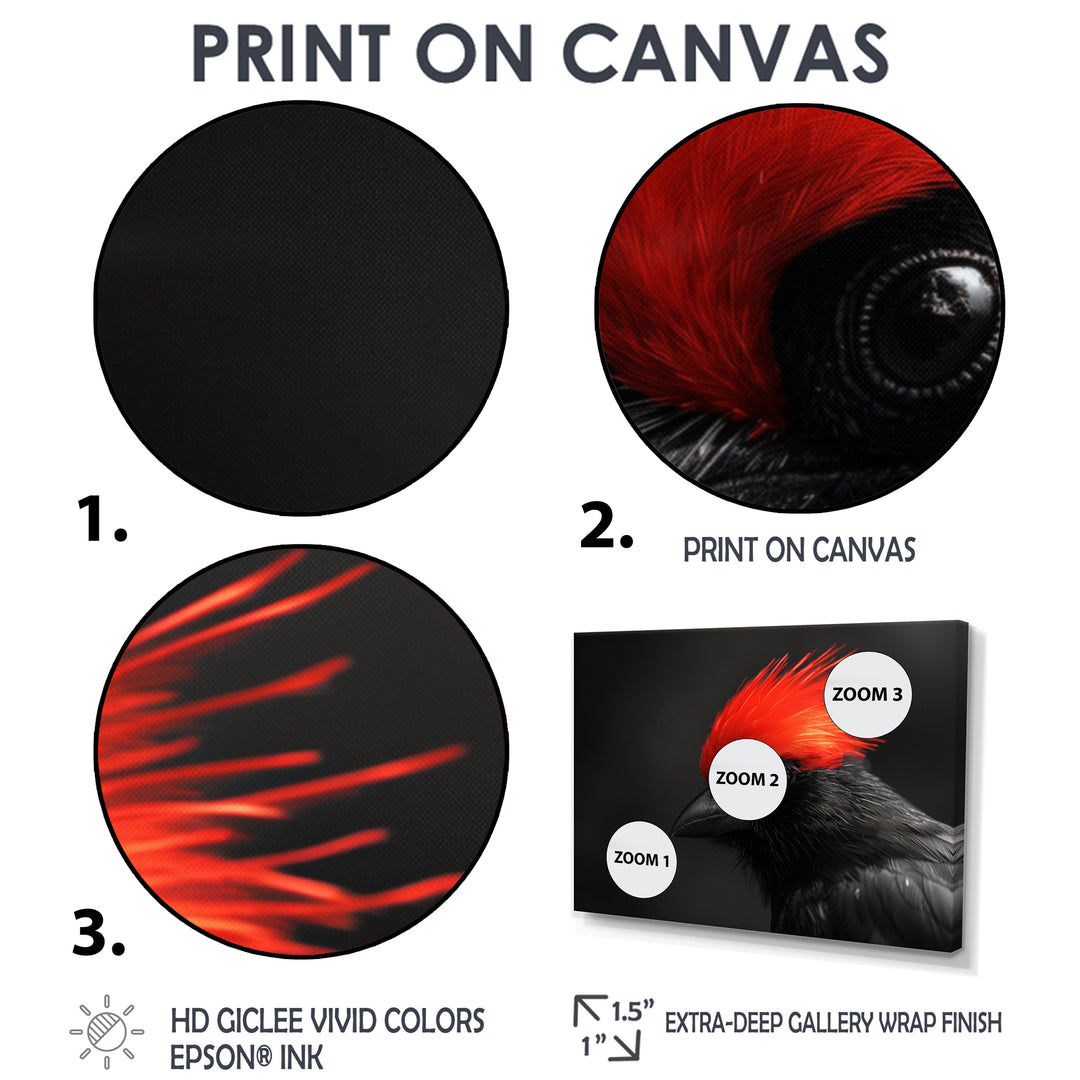 Red Grey Whispers Bird of Paradise - Bird Canvas Wall Art