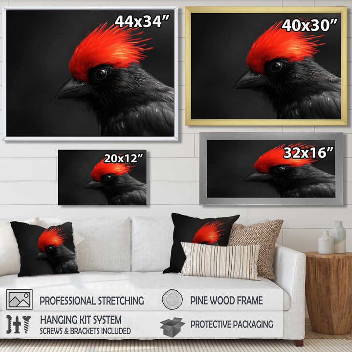 Red Grey Whispers Bird of Paradise - Bird Canvas Wall Art