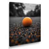 Monochrome Orange Grey Golf Ball I - Golf Canvas Wall Art