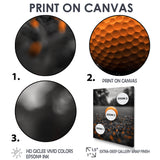 Monochrome Orange Grey Golf Ball I - Golf Canvas Wall Art