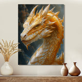 Yellow white Golden Claw Dragon - Dragons Framed Canvas Art