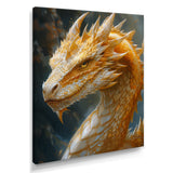 Yellow white Golden Claw Dragon - Dragons Framed Canvas Art