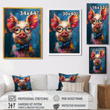 Curious blue pink pig portrait - Pig Large Canvas Wall Art