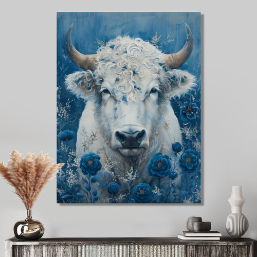 White blue Cosmic Nurture Taurus - Taurus Canvas Wall Art