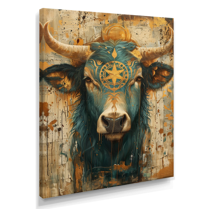 Vintage green Taurus constellation zodiac portrait - Taurus Wall Art Prints