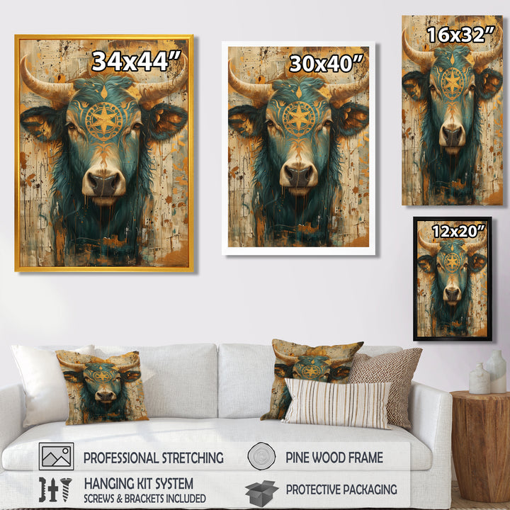 Vintage green Taurus constellation zodiac portrait - Taurus Wall Art Prints