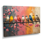 White blue birds on floral branch - Bird Home Decor Art