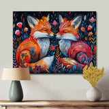 Orange green autumn Fox dreams meadow - Fox Large Canvas Wall Art