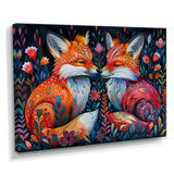 Orange green autumn Fox dreams meadow - Fox Large Canvas Wall Art