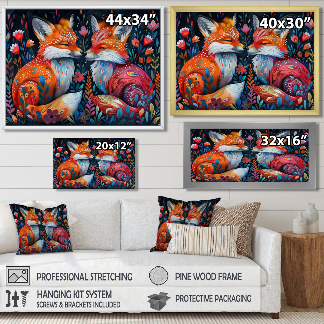 Orange green autumn Fox dreams meadow - Fox Large Canvas Wall Art