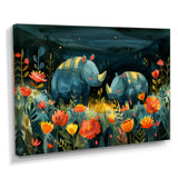 Green orange summer Rhino wondering dreams - Rhino Wall Art Prints