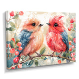Pink Blue love birds on a branch - Bird Home Decor Art