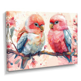 Pink blue parrots on a floral branch - Parrot Living Room Wall Art