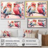 Pink blue parrots on a floral branch - Parrot Living Room Wall Art