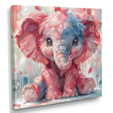 Pink blue baby elephant - Elephant Bedroom Wall Art