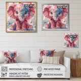 Pink blue baby elephant - Elephant Bedroom Wall Art