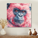 Pink blue gorilla portrait - Gorilla Canvas Wall Art