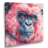 Pink blue gorilla portrait - Gorilla Canvas Wall Art
