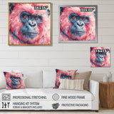 Pink blue gorilla portrait - Gorilla Canvas Wall Art