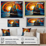 Colorful sunrise Sailing Boat on the ocean I - Boat Sailing Canvas Wall Art