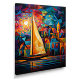 Colorful Sailing Boat at port I - Boat Sailing Canvas Wall Art