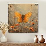 Vintage yellow Butterfly in flower field - Butterfly Wall Decor