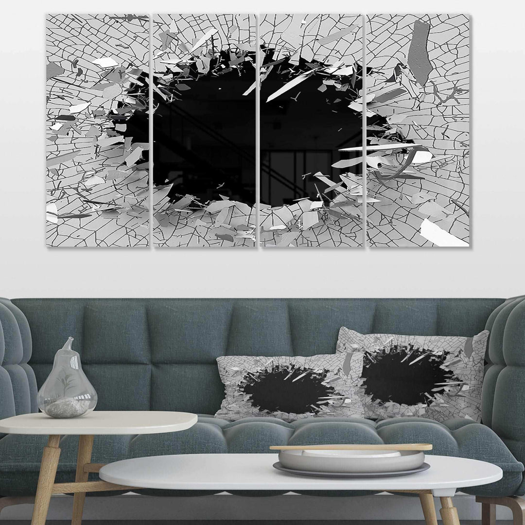 Abstract Broken Wall 3D Design Multi-Panels