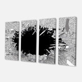 Abstract Broken Wall 3D Design Multi-Panels 4 Panels