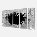 Abstract Broken Wall 3D Design Multi-Panels 5 Panels Equal Panels