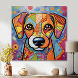 Geometric multicolor dog portrait - Dog Living Room Wall Art